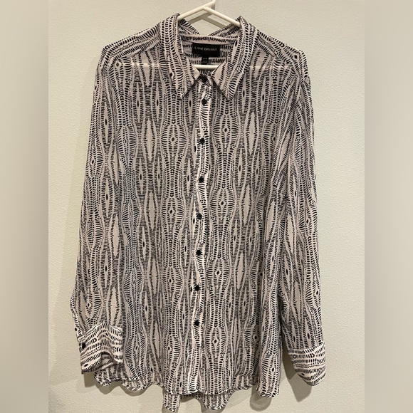 Lane Bryant Sheer black and white print button down. Size 22/24 - Picture 1 of 6